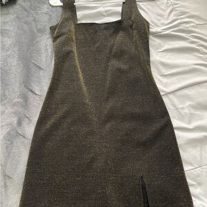 Forever 21 Black Dress with Gold Sparkle Square Neck